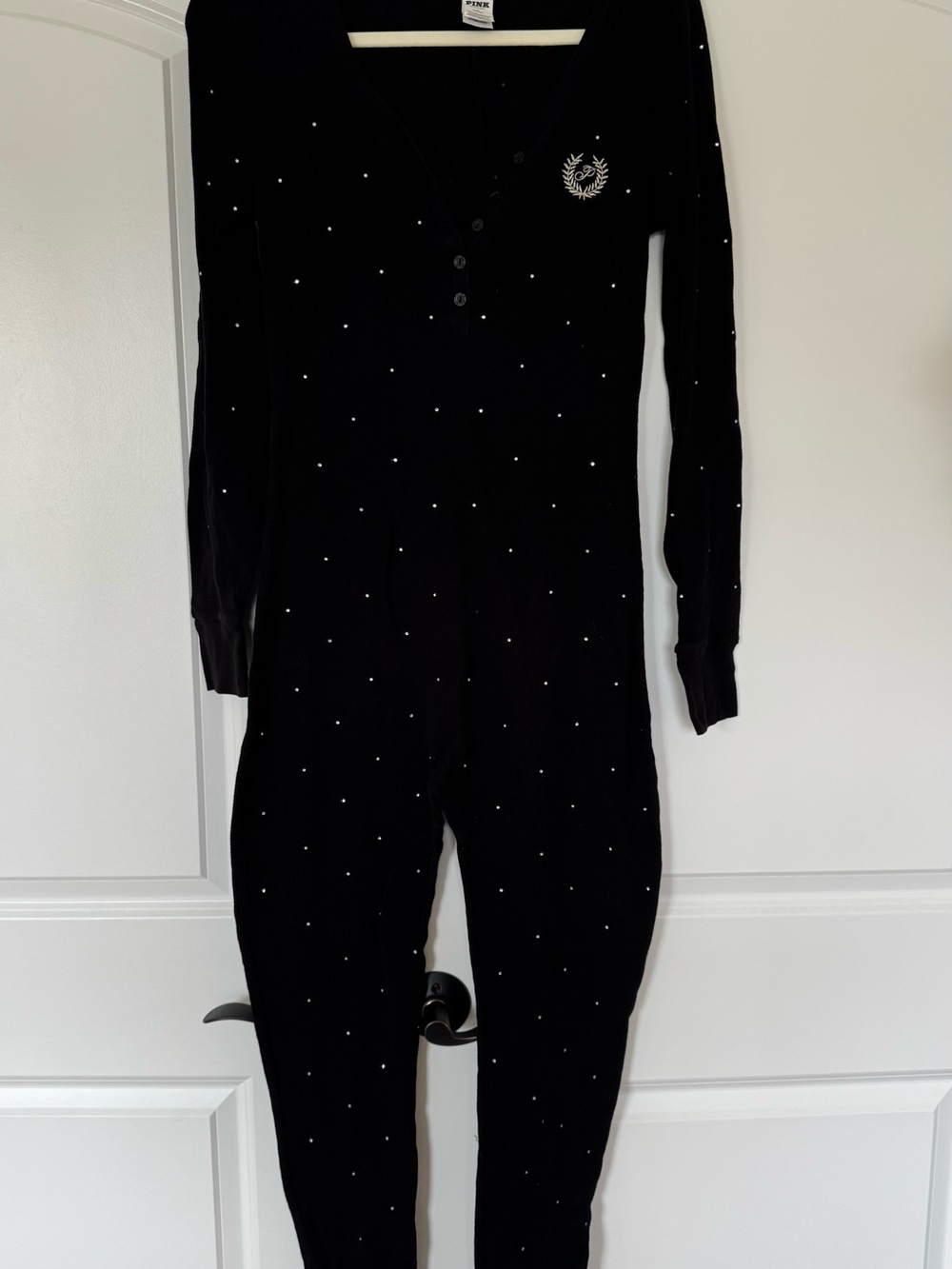 Victoria Secret black one piece pajama, worn one time, perfect condition